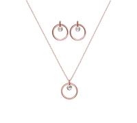 Elli Ensemble de Bijoux Elli - Rond Cercle Géo Ensemble de Bijoux Femme - Plaqué Or Rosé Argent (925/1000) Cristal