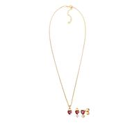 ELLI Parure de bijoux or / rouge chiné / blanc, Taille 42