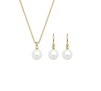 Elli Ensemble de Bijoux Femmes Set Élégant Pendentif d'oreilles Basique avec Perles de Coquillage en Argent Sterling 925