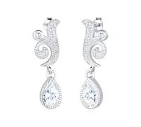 ELLI PREMIUM Boucles d'oreilles 'Kristall' argent / blanc, Taille One Size
