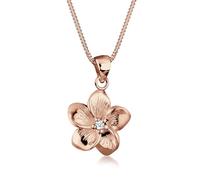 Elli PREMIUM Collier Femme Fleur Frangipani avec Diamant (0.03 ct ) en Argent Sterling (925/1000)