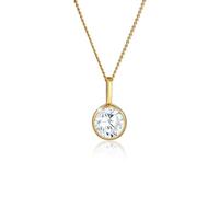 Elli Premium Collier Femme Pendentif Simple Cristal de Zircone Or Jaune 585