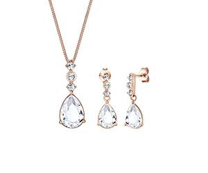 Elli Premium Ensemble de Bijoux avec Cristaux en Forme de Goutte 925 Argent Sterling