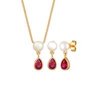ELLI PREMIUM Parure de bijoux or / rouge / blanc perle, Taille One Size