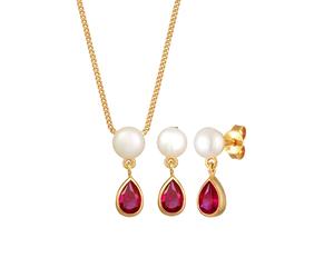 ELLI PREMIUM Parure de bijoux or / rouge / blanc perle, Taille One Size