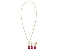 ELLI PREMIUM Parure de bijoux or / rouge rubis / transparent, Taille One Size