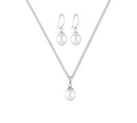 ELLI PREMIUM Parure de bijoux 'Pearl' argent / blanc perle, Taille One Size