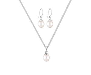 ELLI PREMIUM Parure de bijoux 'Pearl' argent / blanc perle, Taille One Size