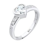 Elli Ring Ladies Heart Symbol Engagement with Zirconia Crystals in 925 Sterling Silver