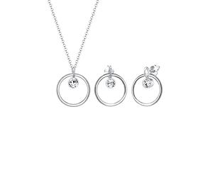 Elli Rond Cercle Amour Classique Geo Cristal 925 Argent