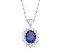 Elli Women 925 Sterling Silver Xilion Cut Cubic Zirconia Necklace and Blue Crystal