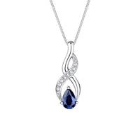 Elli Women's 925 Sterling Silver Xilion Cut Synthetic Sapphire Necklace with Pendant of Length 45 cm