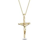 Elli Women's Necklace with Cross Jesus Symbol in 925 Sterling Silver