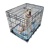 Ellie-Bo Cage de Luxe pour Chiens et Chiots, Cage Pliable à 2 Portes Avec Tapis en Fausse Peau de Mouton (Taille L, 91,4 cm, Noir)