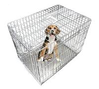 Ellie-Bo Cage Pliable pour Chiens/Chiots (Petite Taille à Grande Taille), Avec Plateau Métallique Argenté Amovible Anti-Mâchonnements, 2 Portes, Taille M, 76,2 cm, Argenté