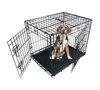 Ellie-Bo Cage Pliable pour Chiens/Chiots (Petite Taille à Grande Taille), Avec Plateau Métallique Argenté Amovible Anti-Mâchonnements, 2 Portes, Taille xl, 107 cm, Noir