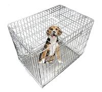 Ellie-Bo Cage pour Chiens et Chiots, Cage Pliable à 2 Portes Avec Plateau Métallique Anti-Mâchonnements, Taille S, 61 cm, Argenté