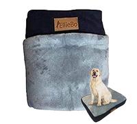 Ellie-Bo Housse Douce et Lavable pour Matelas D’Intérieur pour Chiens, Bordures en Velours Côtelé et Revêtement en Fausse Fourrure, Taille xl, 100 x 66 x10 cm, pour Cage de 107 cm, Bleu/Gris