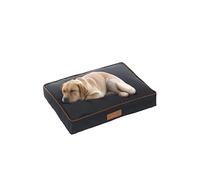 Ellie-Bo Matelas D’Intérieur Lavable, pour Chiens, Revêtement Étanche Tissé Oxford, Rembourrage en Fibres de Polyester, pour Cage de 122 cm, Taille xxl, 117 x 75 x 10 cm, Noir Avec Passepoil Marron
