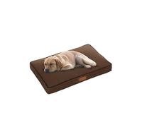 Ellie-Bo Matelas D’Intérieur Lavable, pour Chiens, Revêtement Étanche Tissé Oxford, Rembourrage en Fibres de Polyester, pour Cage de 107 cm, Taille xl, 100 x 66 x 10 cm, Marron Avec Passepoil Noir
