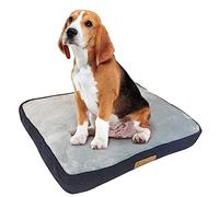 Ellie-Bo Matelas Doux et Lavable, pour Chiens, Bordures en Velours Côtelé et Revêtement en Fausse Fourrure, Rembourrage en Fibres de Polyester, pour Cage de 61 cm, S, 56 x 41 x 10 cm, Bleu/Gris