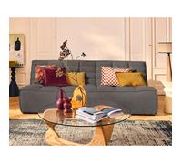Ellie - module d'assise sans accoudoir 3 places en velours texturé - Gris