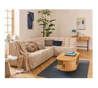 Ellie - canapé modulable d'angle réversible 4 places en velours texturé - Beige