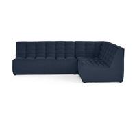 Ellie - canapé modulable d'angle réversible 4 places en velours texturé - Bleu marine