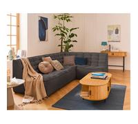 Ellie - canapé modulable d'angle réversible 4 places en velours texturé - Gris