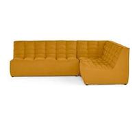 Ellie - canapé modulable d'angle réversible 4 places en velours texturé - Jaune