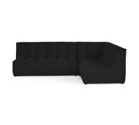 Ellie - canapé modulable d'angle réversible 4 places en velours texturé - Noir Noir G