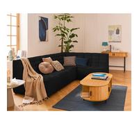 Ellie - canapé modulable d'angle réversible 4 places en velours texturé - Noir