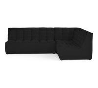 Ellie - canapé modulable d'angle réversible 4 places en velours texturé - Noir Noir G