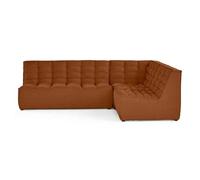 Ellie - canapé modulable d'angle réversible 4 places en velours texturé - Terracotta