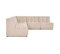 Lisa Design Canapé droit 5 places velours beige 253 x 253 x 76 cm