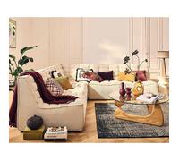 Ellie - canapé modulable d'angle réversible 5 places en velours texturé - Beige Beige