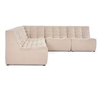 Ellie - canapé modulable d'angle réversible 5 places en velours texturé - Beige Beige