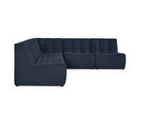 Ellie - canapé modulable d'angle réversible 5 places en velours texturé - Bleu marine