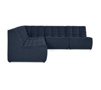 Lisa Design – Canapé droit LISA DESIGN 5 places en velours 253×253×76 cm Bleu marine G
