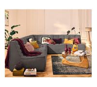 Ellie - canapé modulable d'angle réversible 5 places en velours texturé - Gris