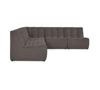 Ellie - canapé modulable d'angle réversible 5 places en velours texturé - Gris