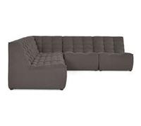 Ellie - canapé modulable d'angle réversible 5 places en velours texturé - Gris Gris G