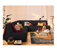 Ellie - canapé modulable d'angle réversible 5 places en velours texturé - Noir