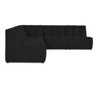 Ellie - canapé modulable d'angle réversible 5 places en velours texturé - Noir Noir G