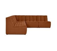 Ellie - canapé modulable d'angle réversible 5 places en velours texturé - Terracotta