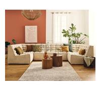 Ellie - canapé modulable panoramique 7 places en velours texturé - Beige