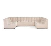 Ellie - canapé modulable panoramique 7 places en velours texturé - Beige Beige G