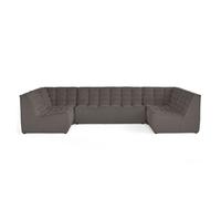 Ellie - canapé modulable panoramique 7 places en velours texturé - Gris Gris