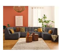 Ellie - canapé modulable panoramique 7 places en velours texturé - Gris Gris