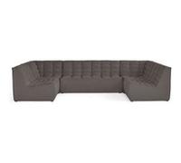 Ellie - canapé modulable panoramique 7 places en velours texturé - Gris Gris G